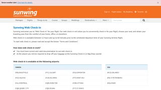 Sunwing Airlines Web Check-in