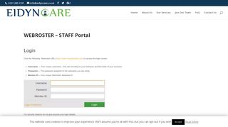 WEBROSTER – STAFF Portal - - Eidyn Care - Home Care Providers