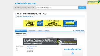 rams.westnetrail.net.au at WI. wwwRAMS Login - Website Informer
