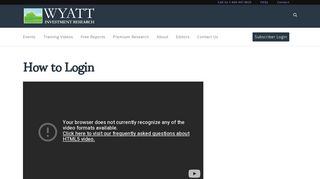 How to Login - Wyatt Investment Research