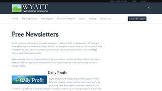 Free Newsletters | Wyatt Investment Research