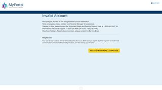 Invalid Account - My Portal - Wyndham