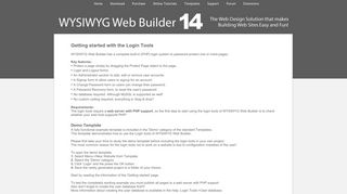 Getting started with the Login Tools - WYSIWYG Web Builder