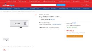 Buy Sony 32 GB USM32GR/WZ Pen Drive at Reliance Digital