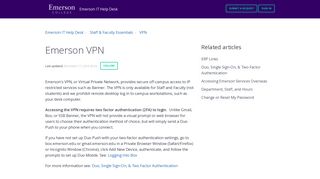 Emerson VPN – Emerson IT Help Desk