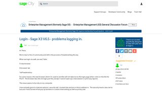 Login - Sage X3 V6.5 - problems logging in. - Enterprise ...