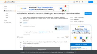 how to build Xamarin Visual Studio Project without Login Xamarin ...