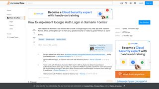 How to implement Google Auth Login in Xamarin Forms? - Stack Overflow