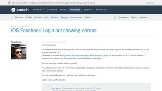 iOS Facebook Login not showing correct — Xamarin Community Forums