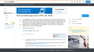 How to create login screen UWP, C#, XAML - Stack Overflow