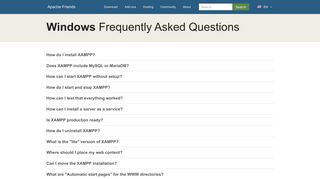 XAMPP FAQs for Windows
