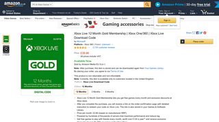 Xbox Live 12 Month Gold Membership | Xbox One/360 ... - Amazon UK