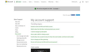 My account : Top Issues - Xbox Support