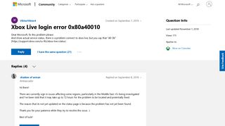 Xbox Live login error 0x80a40010 - Microsoft Community