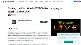 Solving the Xbox One 0x87DD0019 error trying to sign in to Xbox Live ...