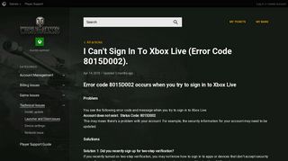 I Can't Sign In To Xbox Live (Error Code 8015D002). | World of Tanks ...