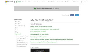 My account : Top Issues - Xbox Support