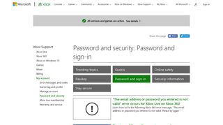 Password and sign-in - Xbox Support