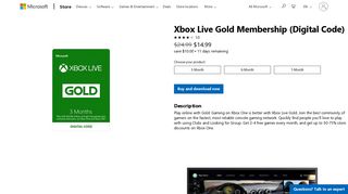 Buy Xbox Live Gold Membership (Digital Code) - Microsoft Store