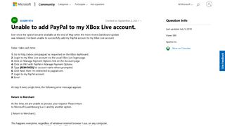 Unable to add PayPal to my XBox Live account. - Microsoft Community