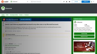 [tech] i can't link my paypal bank account to my xbox one or my ...
