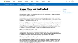 Groove Music and Spotify: FAQ - Microsoft Support