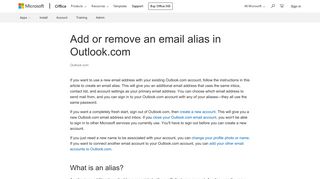 Add or remove an email alias in Outlook.com - Outlook - Office Support