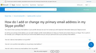 How do I add or change my primary email address in my Skype profile ...