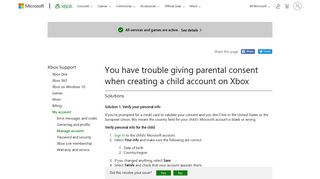 Trouble Giving Parental Consent for Xbox Child Account - Xbox Support