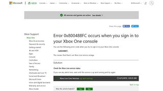 Error 0x800488FC | Xbox One Sign-in Error - Xbox Support