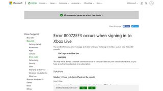 Error 80072EF3 | Xbox Live Sign In Error - Xbox Support