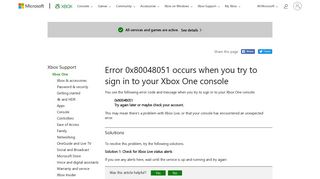 Error 0x80048051 | Xbox One Sign-in Error - Xbox Support