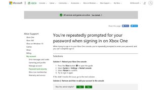 Repeated Password Prompts on Xbox One - Xbox Support