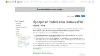 Concurrent Sign ins on Xbox One Consoles - Xbox Support
