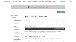 Xbox Live Service Outages | Xbox One - Xbox Support