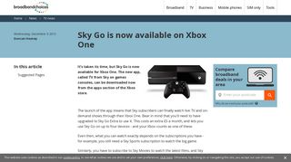 Sky Go is now available on Xbox One - Broadband Choices
