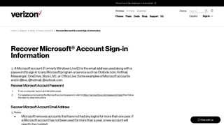 Recover Microsoft Account Sign-in Information | Verizon Wireless
