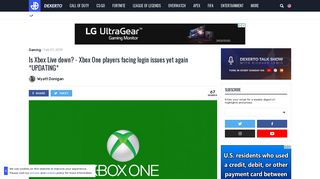 Is Xbox Live down? - Xbox One players facing login ... - Dexerto.com