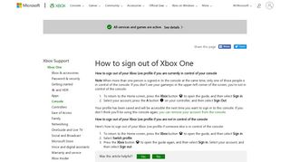 Sign Out | Xbox One - Xbox Support