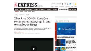 Xbox Live DOWN: Xbox One server status latest, sign in and ...