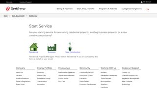 My Account - Start Service (Customer Type) - Xcel Energy's My Account