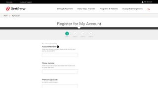 My Account - Register for My Account - Step 1 - Xcel Energy's My ...