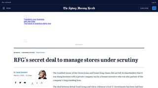 RFG's secret deal to manage stores under scrutiny