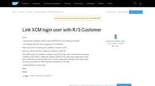 Link XCM login user with R/3 Customer - archive SAP