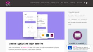 Mobile signup and login screens - XDGuru.com