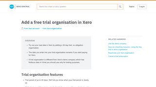 Add a free trial organisation in Xero - Xero Central