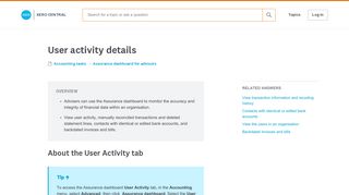 User activity details - Xero Central