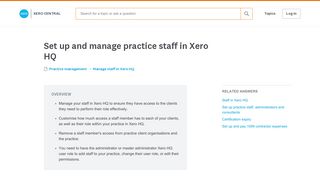Set up and manage practice staff in Xero HQ - Xero Central