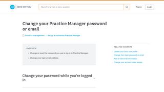 Change your Practice Manager password or email - Xero Central