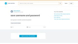 save username and password - Xero Central